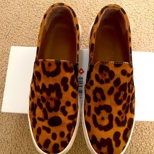 Leopard Print Platform Slip Ons, Size 7